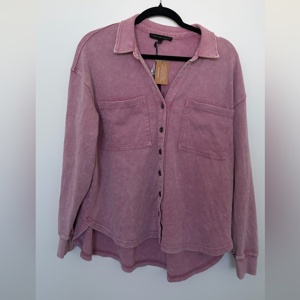 Jane and Delancey Pink Ribbed button up